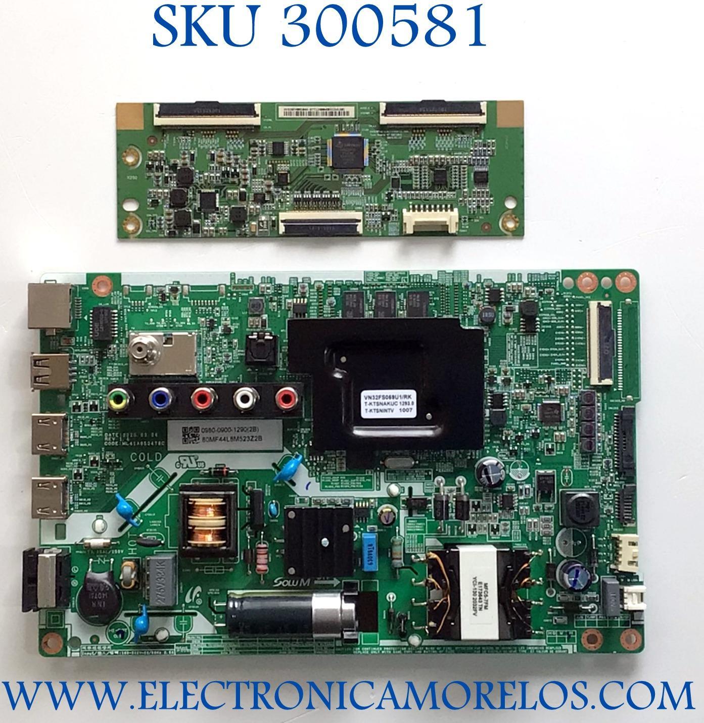 KIT DE TARJETAS PARA TV SAMSUNG / MAIN FUENTE 0980-0900-1290 / ML41A050478C / 80MF44L8M523Z2B / T-CON HV320FHBN1044 / 47-6021043 / PANEL HV320FHB-N10 / MODELO UN32N5300AFXZA VD04 / UN32N5300AFXZA / UN32N5300AF